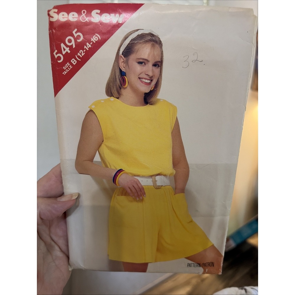 See & Sew 5495 Women Jumpsuit Sewing Pattern Size 12 14 16 Vintage Cut